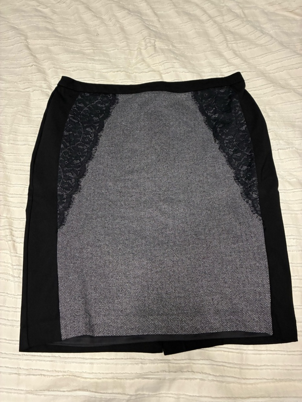 Romantic looking Black and Gray Lace-Accent Pencil Skirt Ricki’s size 18